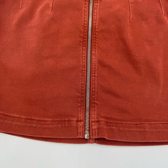 Free People Zip-Up Orange Denim Mini Skirt - Picture 3 of 8